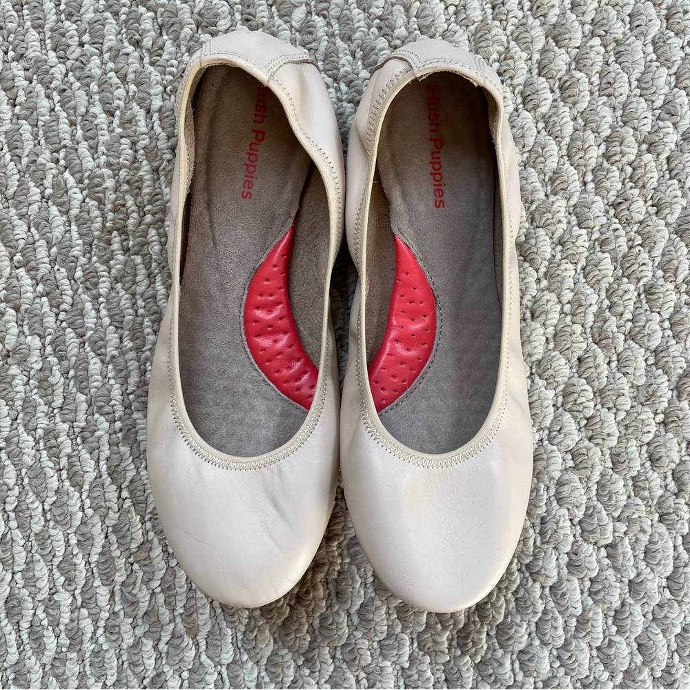 White peach cream Hush Puppies ballerina flats